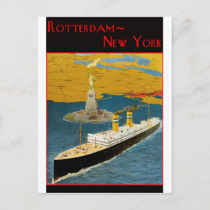 Altes Reiseplakat: Rotterdam - New York Postkarte