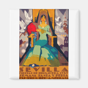 Altes Reiseplakat Sevilla Spanien Magnet
