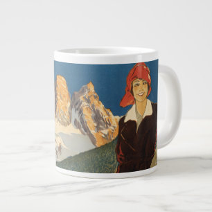 Altes Reiseplakat von Cortina d'Ampezzo, Italien Jumbo-Tasse
