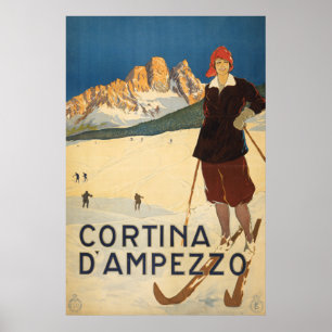 Altes Reiseplakat von Cortina D'ampezzo, Italien Poster