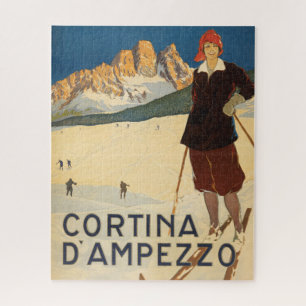 Altes Reiseplakat von Cortina D'ampezzo, Italien Puzzle