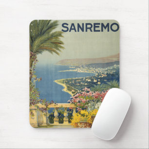 Altes Reiseplakat von San Remo von einer Terrasse Mousepad