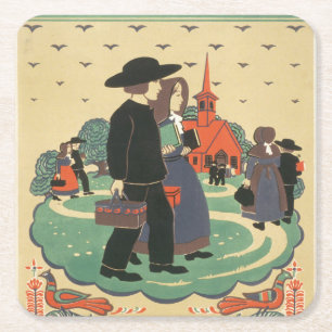 Altes Reiseplakat zur Förderung von Pennsylvania Rechteckiger Pappuntersetzer
