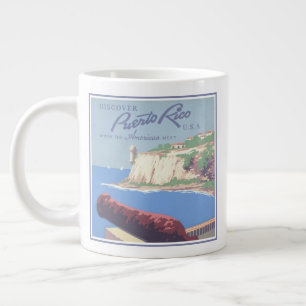 Altes Reiseplakat zur Förderung von Puerto Rico Jumbo-Tasse