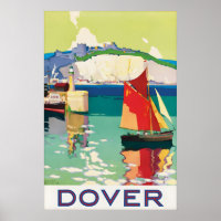 Altes Reiseposter Dover England Weiße Klippen
