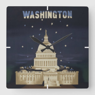 Altes Reiseposter für American Airlines Quadratische Wanduhr