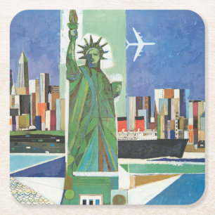 Altes Reiseposter für American Airlines Rechteckiger Pappuntersetzer