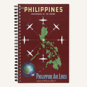 Altes Reiseposter für Philippine Air Lines Notizbuch