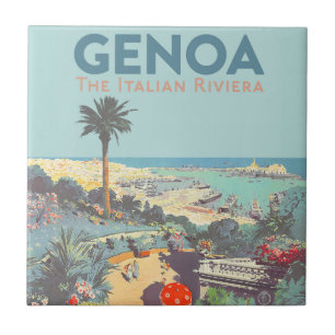 Altes Reiseposter Genua Italienische Riviera 1931 Fliese