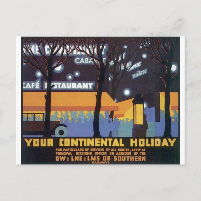 Altes Reiseposter Postkarte (Vorderseite)