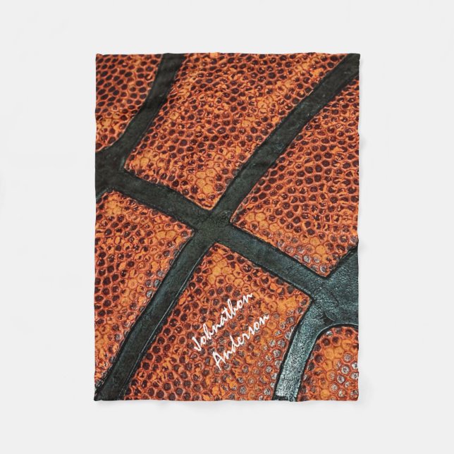 Altes Retro Basketball-Muster mit signiertem Namen Fleecedecke (Vorderseite)