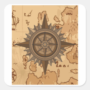 Altes Retro Kompass Wegweiser Viking Quadratischer Aufkleber