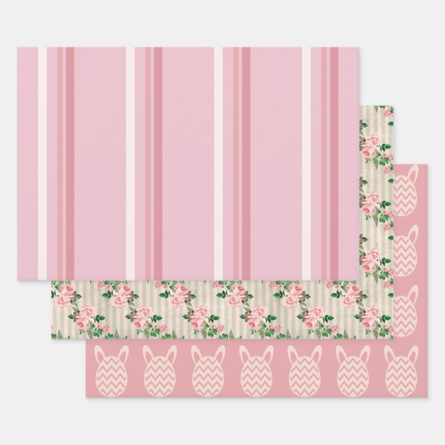Altes rosa Osterfest Geschenkpapier Set (Set)
