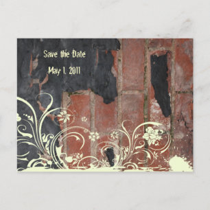 Altes rotes Backstein-Save-the-Date Ankündigungspostkarte