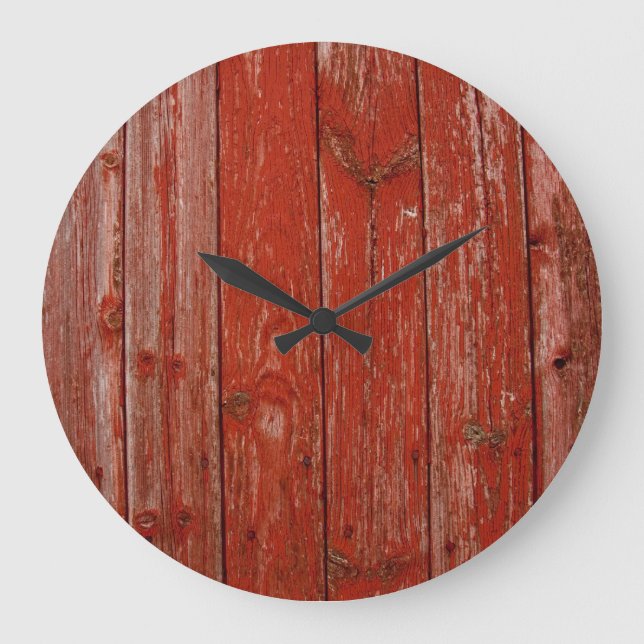 Altes rotes Holz Große Wanduhr (Vorderseite)