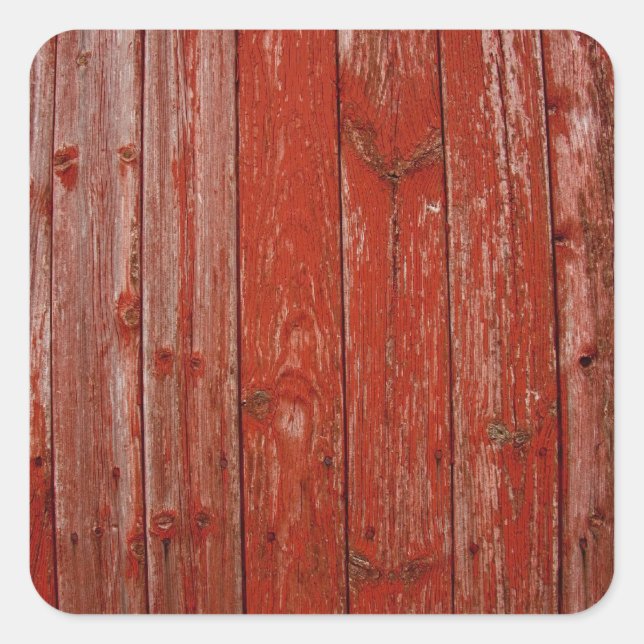 Altes rotes Holz Quadratischer Aufkleber (Vorderseite)