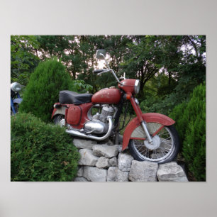 Altes Rotes Motorrad Poster