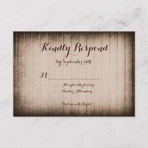 Altes Rustikales Stallholz Land Hochzeit RSVP Kart Karte
