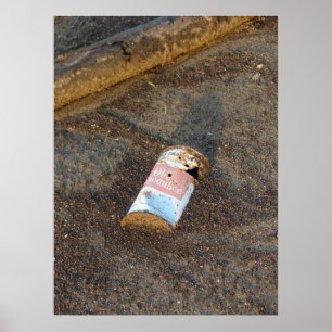 Altes Rusty Bier Kann entlang des Mississippi Rive Poster