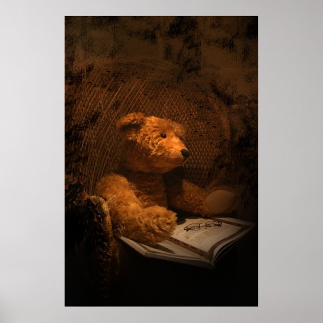 Altes Sad Bear Teddy Bär Poster (Vorne)