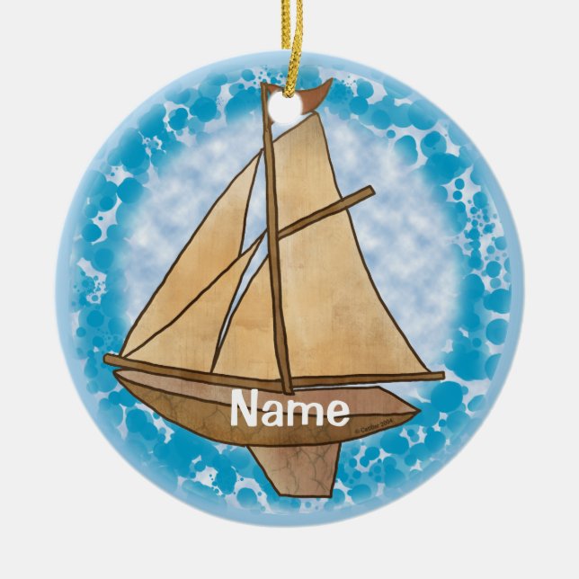 Altes Sailboat-Ornament Keramik Ornament (Vorne)