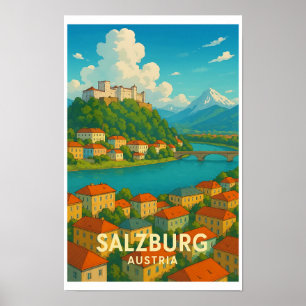 Altes Salzburg Österreich Reiseplakat Poster