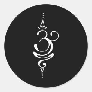Altes Sanskrit-Symbol für Atmung Inspiration Om Runder Aufkleber