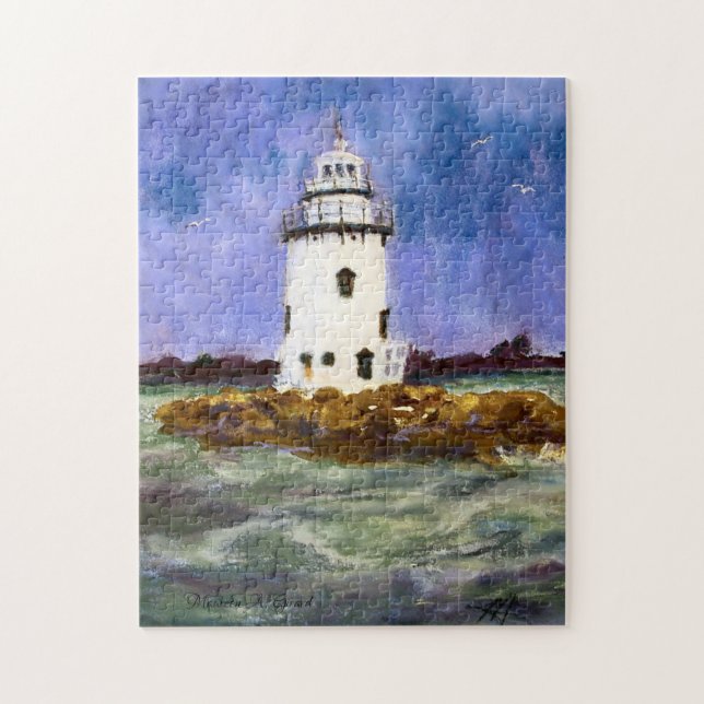 Altes Saybrook Leuchtturm Maureen Girard Ocean Puzzle (Vertikal)