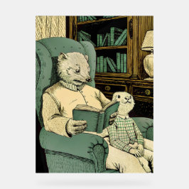 Altes Schaf las ein Buch an ein junges Schaf Acrylschild