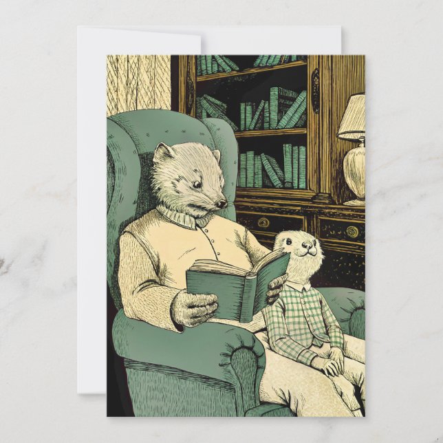 Altes Schaf las ein Buch an ein junges Schaf Einladung (Vorderseite)