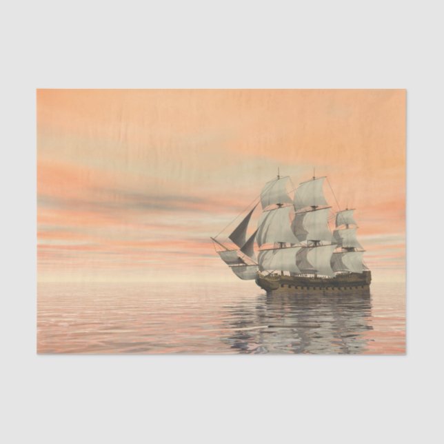Altes Schiff bei Sonnenuntergang - 3D-Rendering Seidenpapier (Vorderseite)