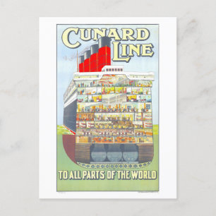 Altes Schiffdiagramm der Cunard Line Postkarte