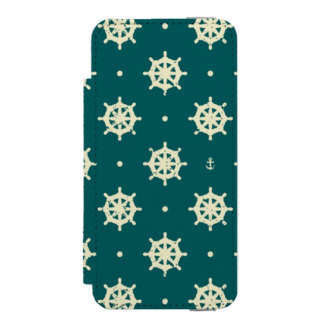 Altes Schiffsradraster Incipio iPhone Geldbeutel-Hülle (Folio Vorderseite)