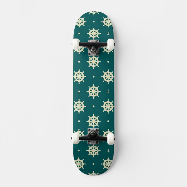 Altes Schiffsradraster Skateboard (Vorderseite)