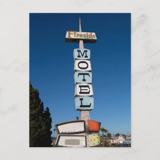 Altes Schild für Fireside Inn Motel, Santa Cruz, C Postkarte