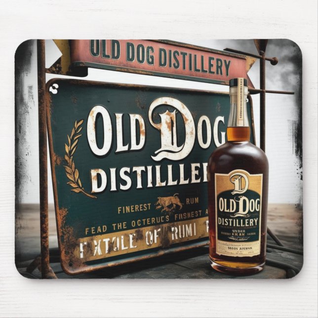 Altes Schild für OLD DOG RUM Mousepad (Vorne)