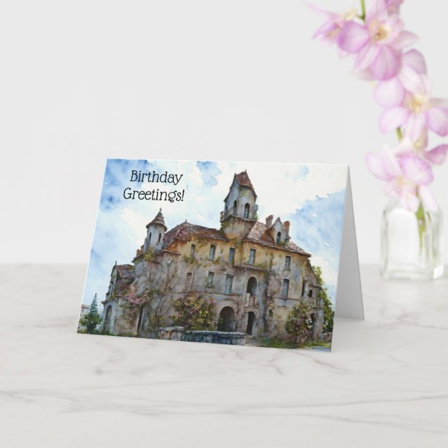 Altes Schloss Schloss Schloss Manor Alte Timer Geb Karte (Orchidee)