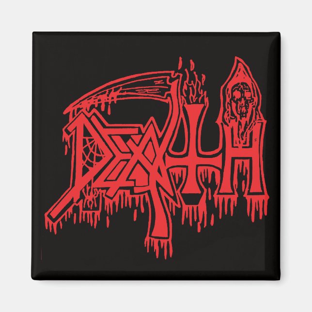 Altes Schullogo rot auf schwarzem Magnet (Vorne)