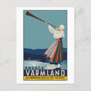 Altes schwedisches Reiseplakat Postkarte