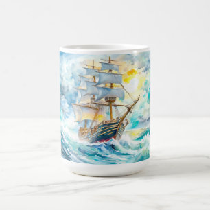 Altes Segelboot im Sturm Kaffeetasse