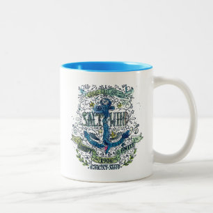 Altes Segler-Anker-Plakat Zweifarbige Tasse