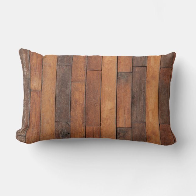 Altes Shabby-Holzfußboden Lendenkissen (Vorderseite)