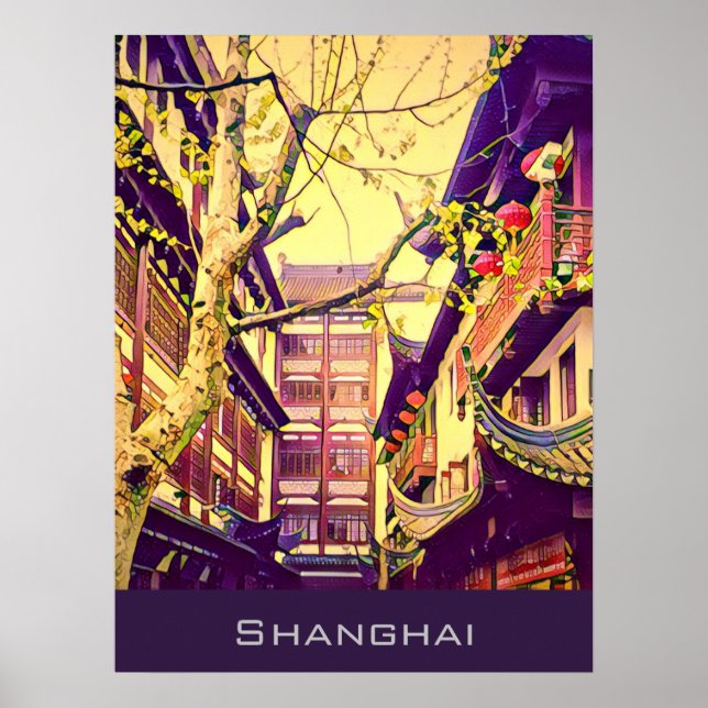 Altes Shanghai Jahrgang Reise Yu Yuan Garden Poster (Vorne)