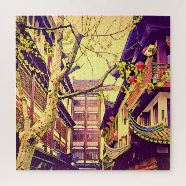 Altes Shanghai Jahrgang Reise Yu Yuan Garden Puzzle (Vertikal)