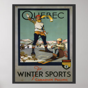 Altes Skiplakat, Quebec für Wintersport Poster