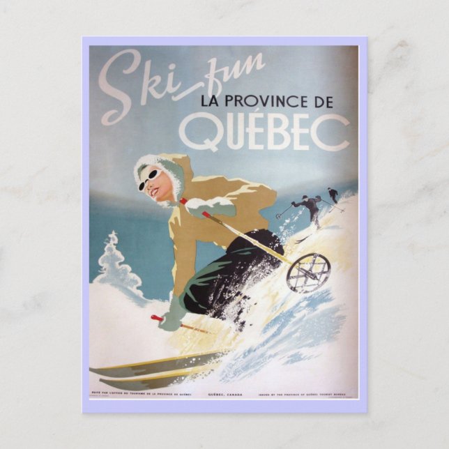 Altes Skiplakat, Quebec Postkarte (Vorderseite)