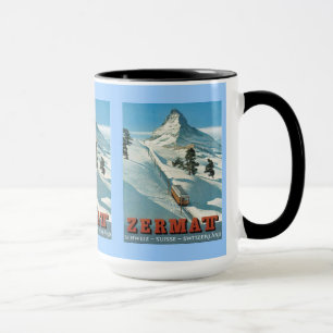 Altes Skiplakat, Schweiz, Zermatt, Tasse