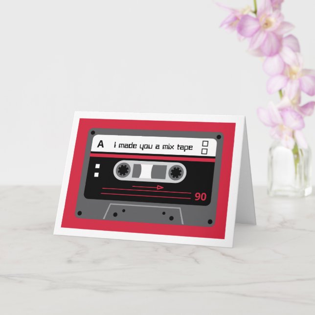 Altes Skool Rot und Black Cassette Mix Tape Gruß Karte (Orchidee)
