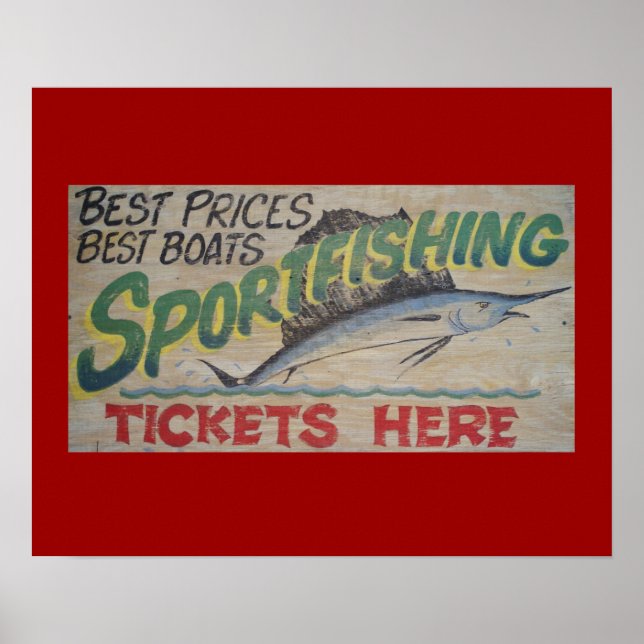 Altes Sportfisch-Zeichen. Poster (Vorne)