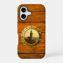 Altes Stein Leuchtturm Holzmaserung iPhone 16 Hüll